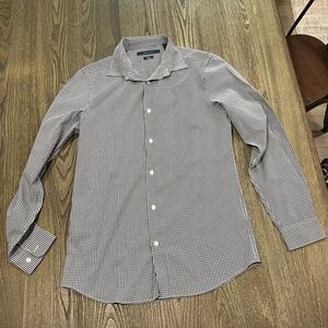Perry Ellis Mens Shirt Slim Fit Stretch Button Down Plaid Blue White Size S